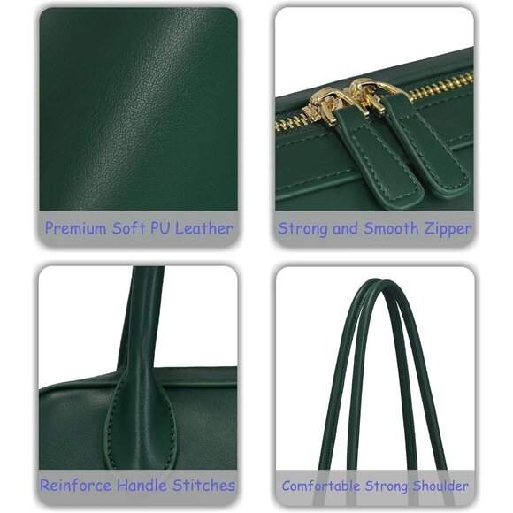 Women Dark Green PU Leather Shoulder Purse Elegant Swing Bag for daily use Work - Picture 7 of 7